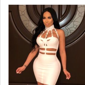 Sexy white  bandage club dress